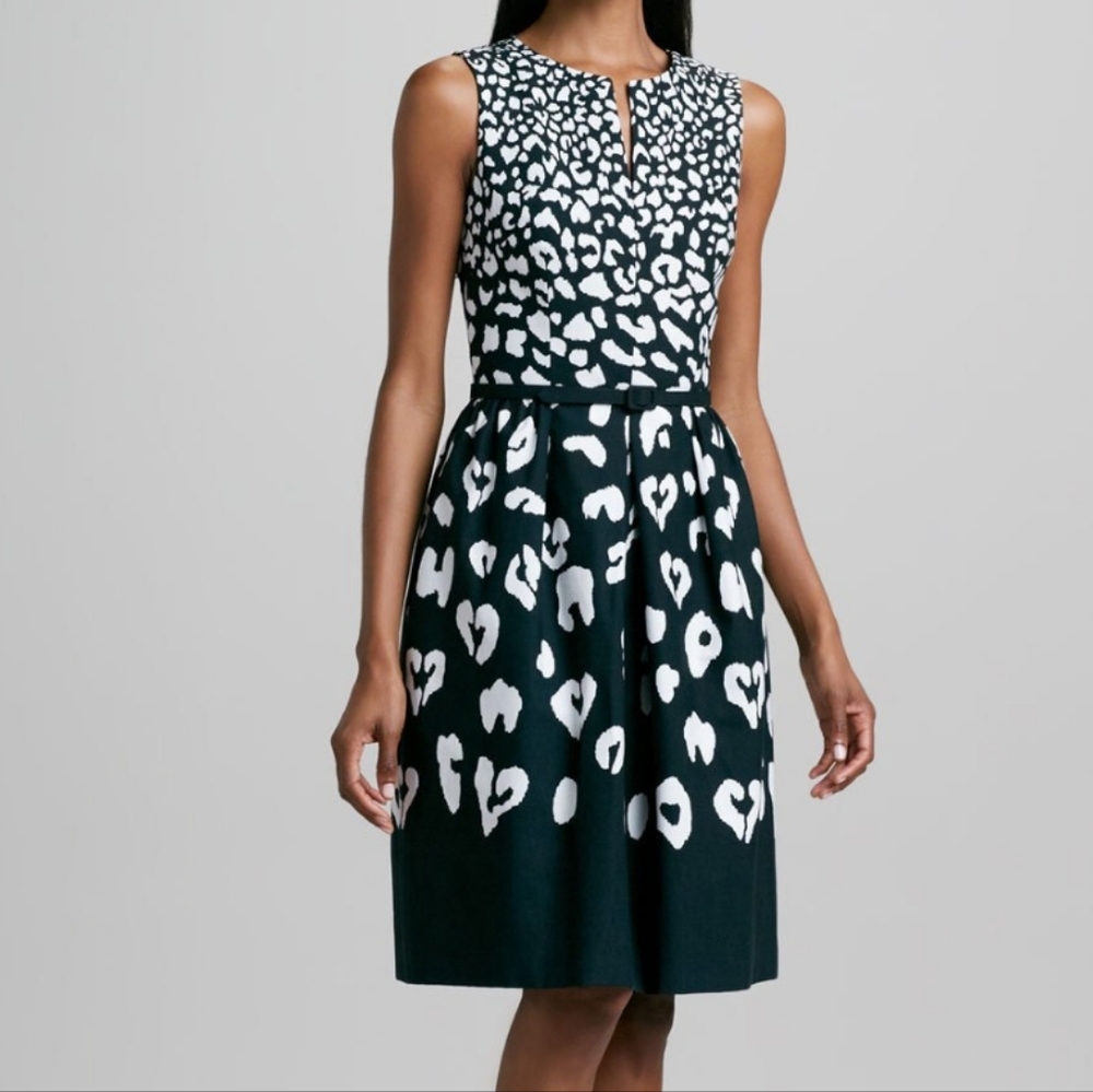 David Meister Crepe fit & Flair dress 14 black & white
